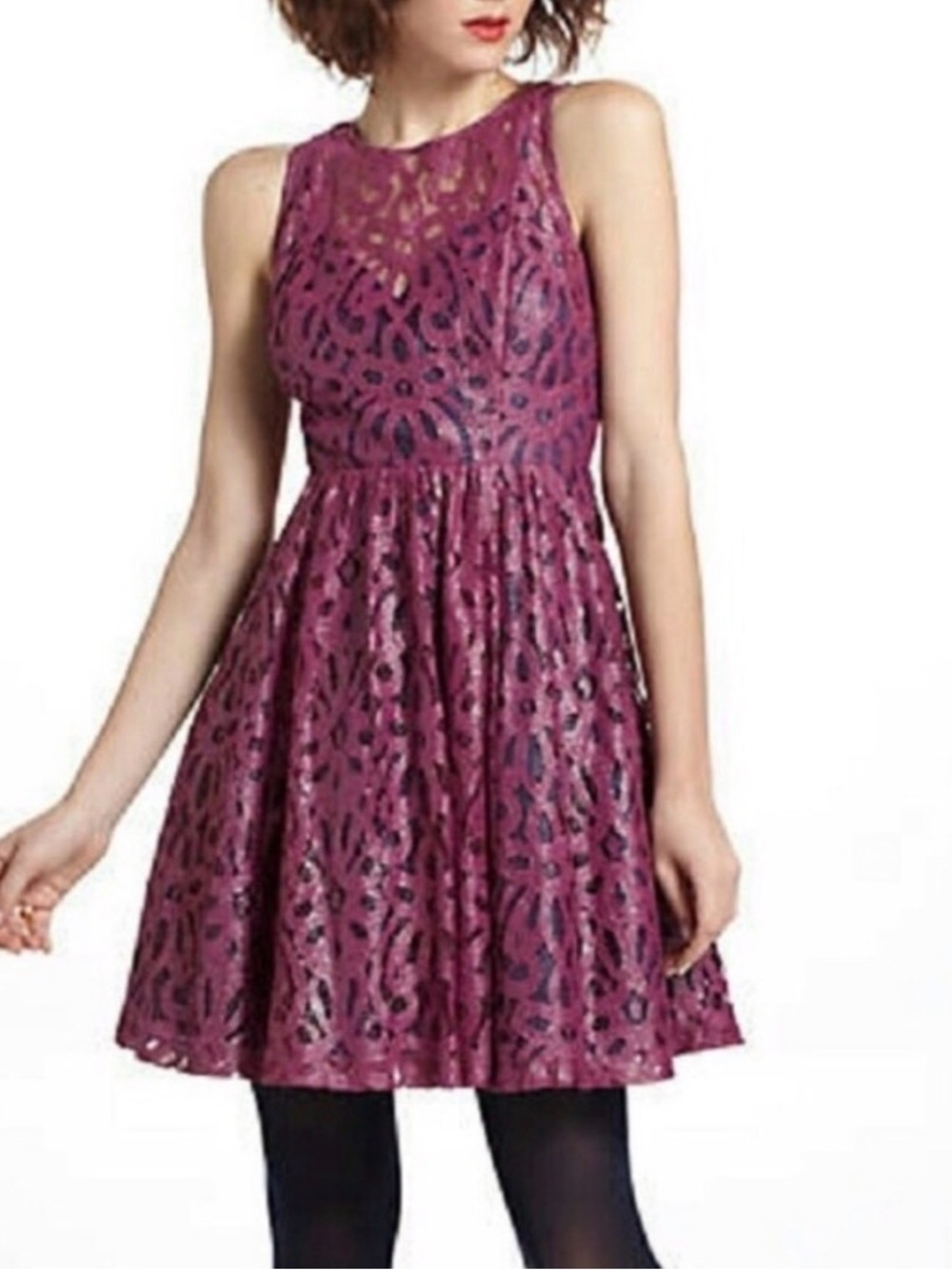 ANTHROPOLOGIE *FROCK BY TRACY REESE* Mauve Lace Dress Size 4